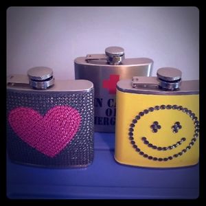 3 decorative flasks
